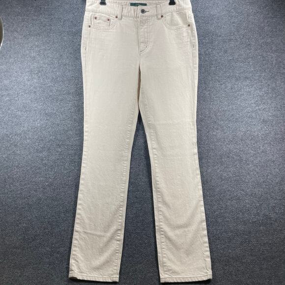 LRL Lauren Jeans Co. Jeans Women's 8 (32X31) White Mid Rise Straight Leg - Picture 1 of 10